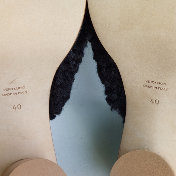 Unbranded sample: shearling & leather slingback heels, EU40, NWOT - Picture 9 of 11